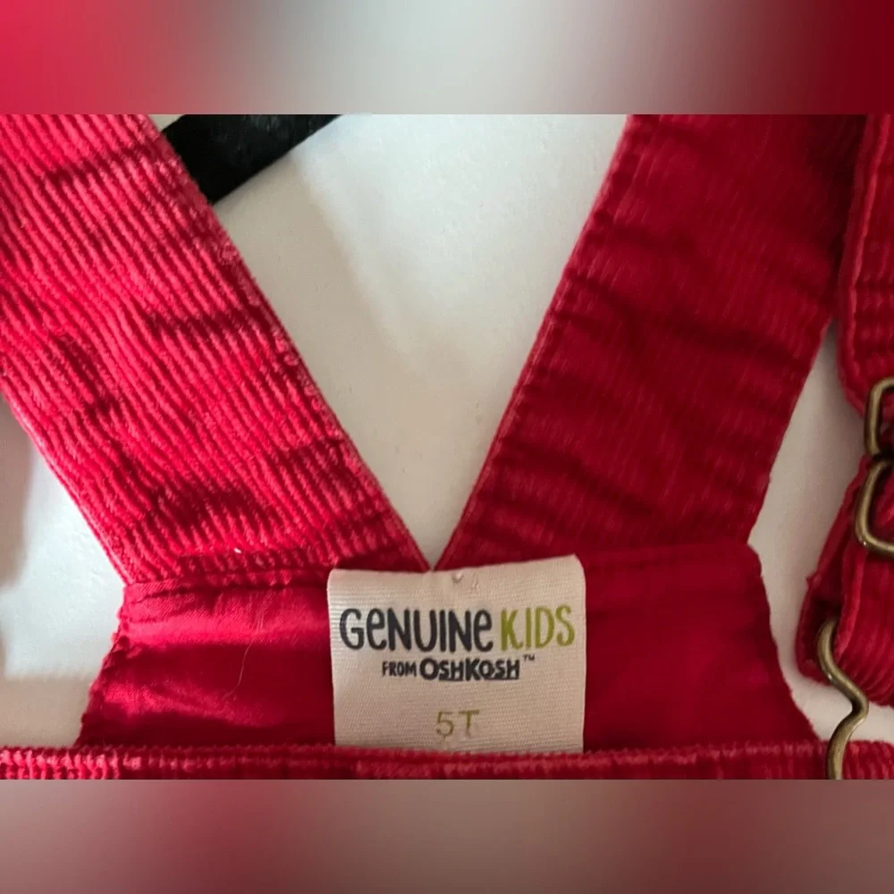 Girl’s Genuine Kids by OshKosh Red Corduroy overall dress Valentines Size 5T